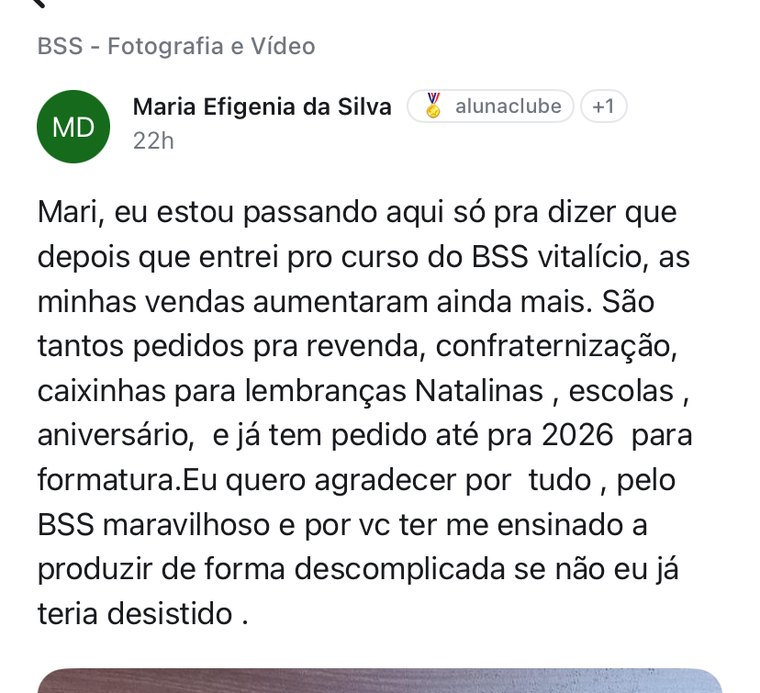 Depoimento da aluna Maria Efigênia da Silva